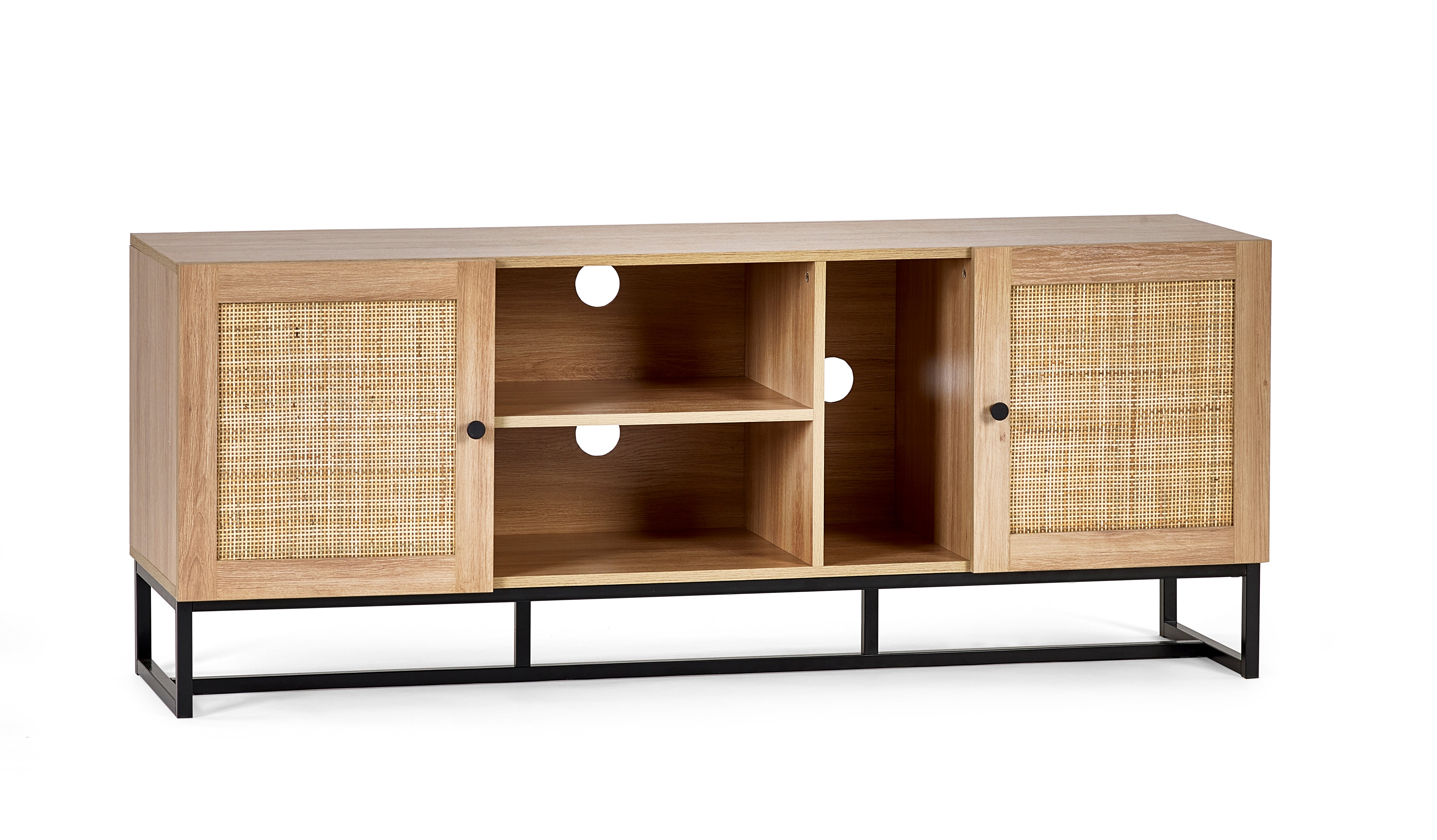 Clermont Oak Wood & Rattan TV Unit